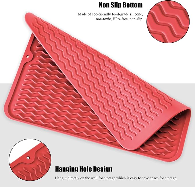 Silicone Dish Drying Mat, Non-Slip Easy Clean Sink Mat, Large Heat-resistant - Image 4