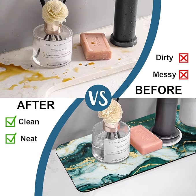 Faucet Mat for Kitchen Sink Absorbent Splash Guard Bathroom 15.5"X5.5" - Image 6