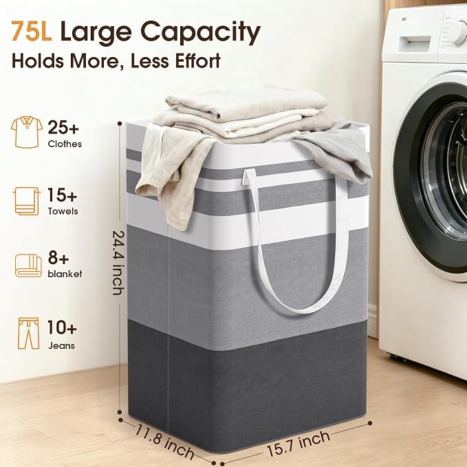 HomeHacks 2 Pack Large Laundry Baskets, Laundry Hampers Bags | Waterproof - Image 3