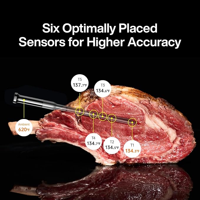 Typhur Sync Gold Dual Gift Set, WiFi Wireless Meat Thermometer with 2 Slim Probes & Storage Case, 6 Sensors, 10x Stronger Signal, Smart Base, ±0.5℉ Accuracy, Grill BBQ Christmas Gifts for Men