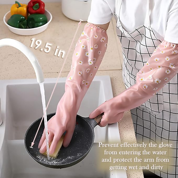 KAQ Dishwashing Cleaning Gloves 3 Pairs-Reusable Rubber Gloves Non-Slip Laundry - Image 2