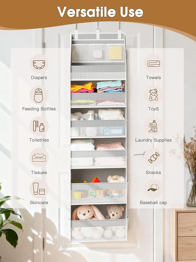 2 Pack Over The Door Organizer, Heavy-Duty 6-Shelf Hanging Storage - Image 6
