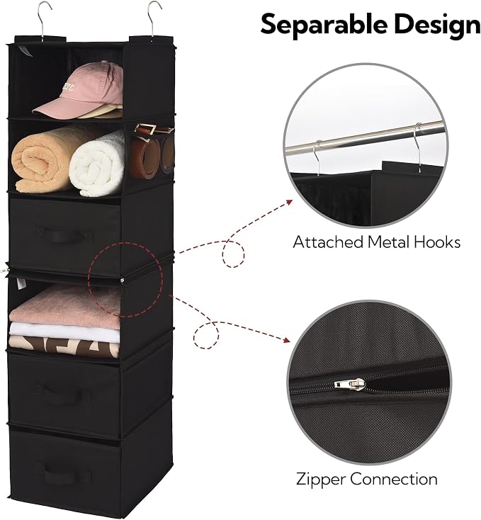 GRANNY SAYS Hanging Closet Organizer, 5 Drawers, 6 Shelves, 4 Pockets | Hanging - Image 7
