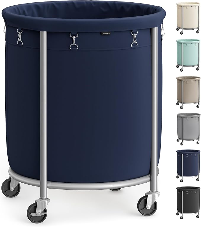SONGMICS Laundry Basket with Wheels, Steel Frame, Removable Bag by Unknown