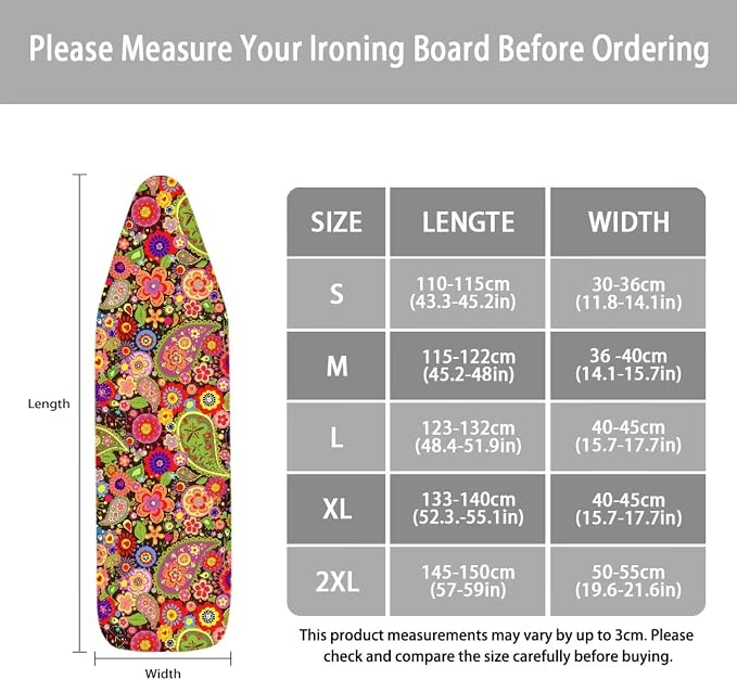 70s Paisley Hippie Floral Print Polyester Ironing Board Cover Hook & Loop - Image 6