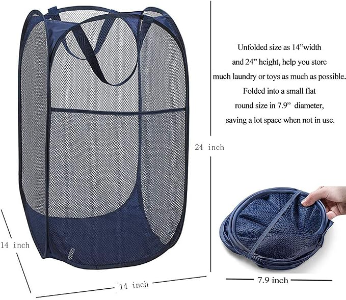 Larpur Popup Mesh Laundry Basket, Collapsible and Portable Clothes Washing - Image 2