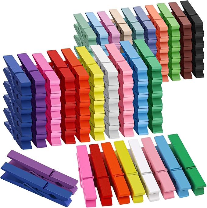 100Pcs Colored Clothes Pins Wooden, Clothespins by Tecbeauty