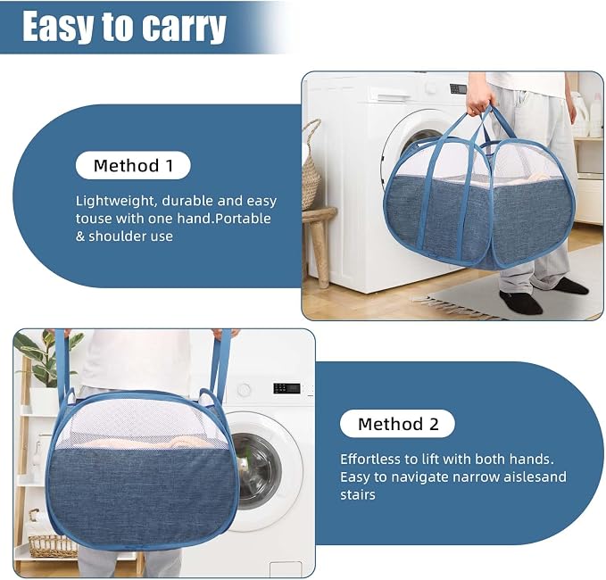 Collapsible Laundry Baskets, Tear Proof Pop Up Laundry Hamper - Image 6
