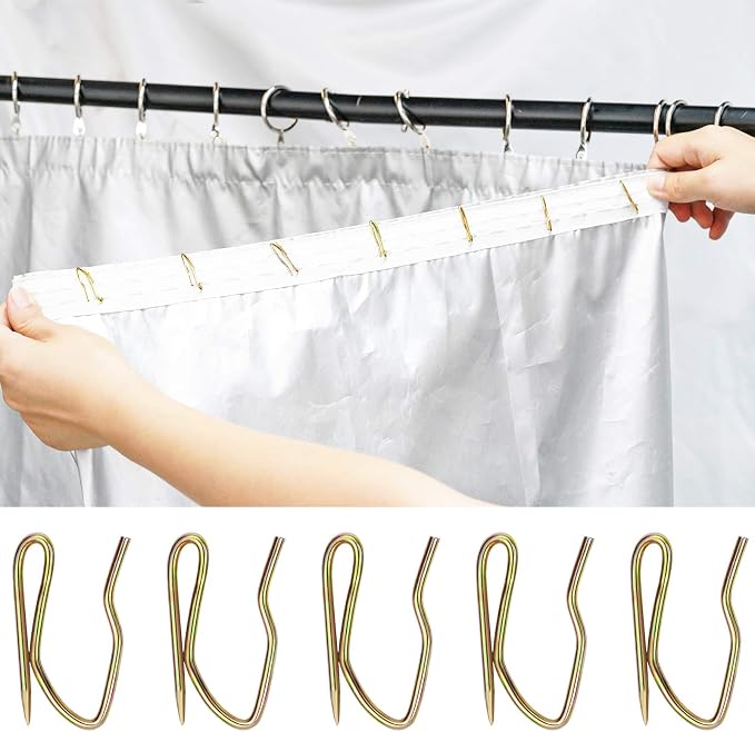 58 Pcs Mini Metal Curtain Hooks, Nydotd Rustproof Metal Hooks Heavy-Duty Offset - Image 4
