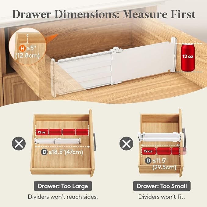 Lifewit 5" Tall Drawer Dividers, Adjustable Deep Drawer Organizer Clothes | - Image 6