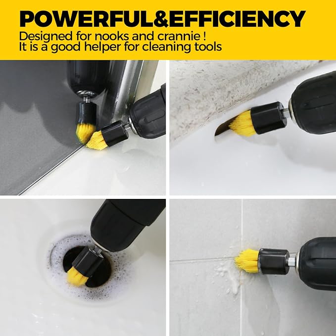 Holikme 6pcs Drill Brush Multi-Purpose & Grout Head, Crevice Cleaning Brush - Image 4