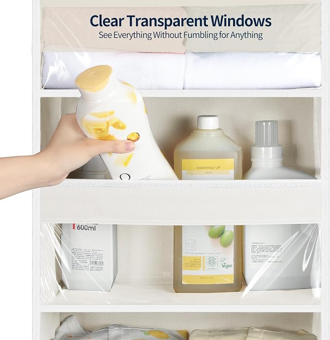 Yecaye 5 Tier Clear Over the Door Organizer Hanging, 5 Large Plastic Pockets - Image 5
