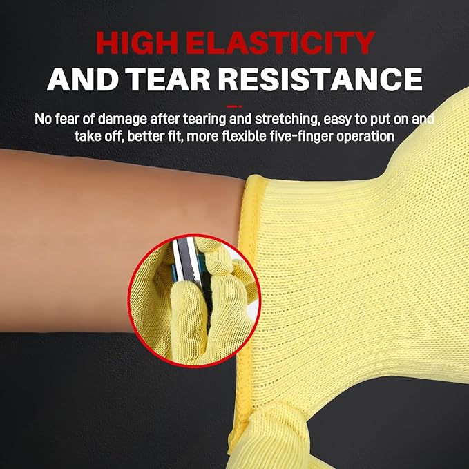 Heat Cut Resistant Gloves,Kevlar Oven Gloves With Fingers,Heat Resistant Up To 550°F, Thick Knit Design,Machine Washable - Grill Mitts For Men & Women(L)