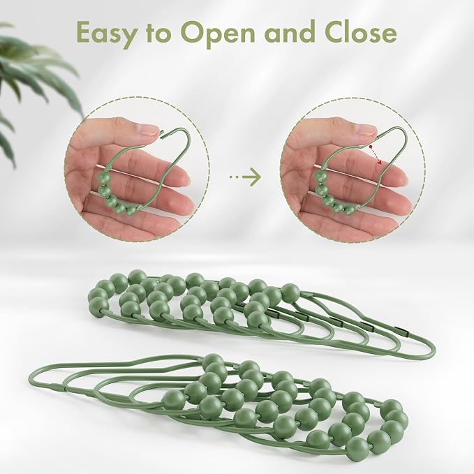 Shower Curtain Hooks, Decorative Shower Curtain Hooks, Sage Green Rustproof - Image 5