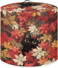 Xoenoiee Cat Maple Leaf Kitchen Appliance Dust Cover with Pockets, Electric Pressure Cooker Cover Compatible with Crock Pot, Rice Cooker Covers Fall Decor, for 3 Qt Pot