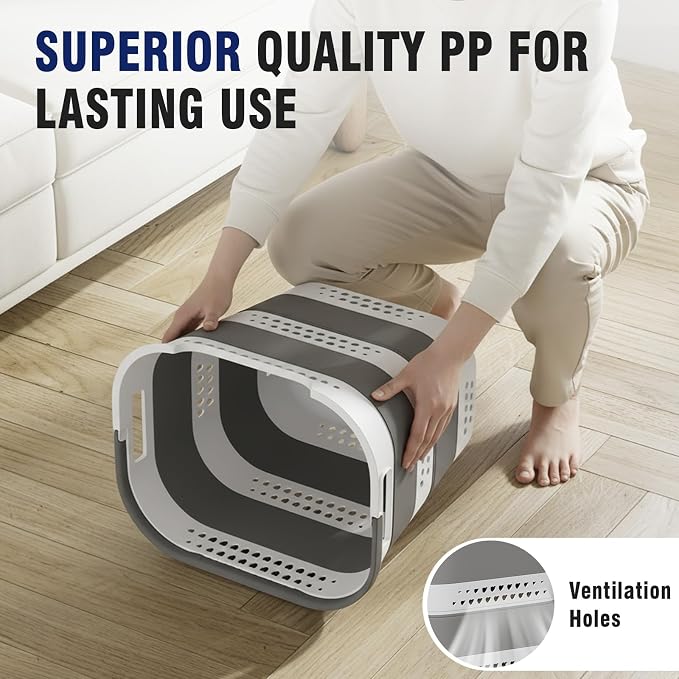 Collapsible Plastic Laundry Basket Hamper - Image 5