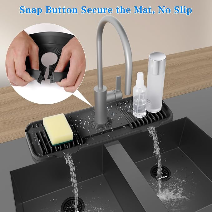 Kitchen Faucet Mat, DK-SIMINA Silicone Faucet Mat Silicone Faucet Drip Catcher - Image 3
