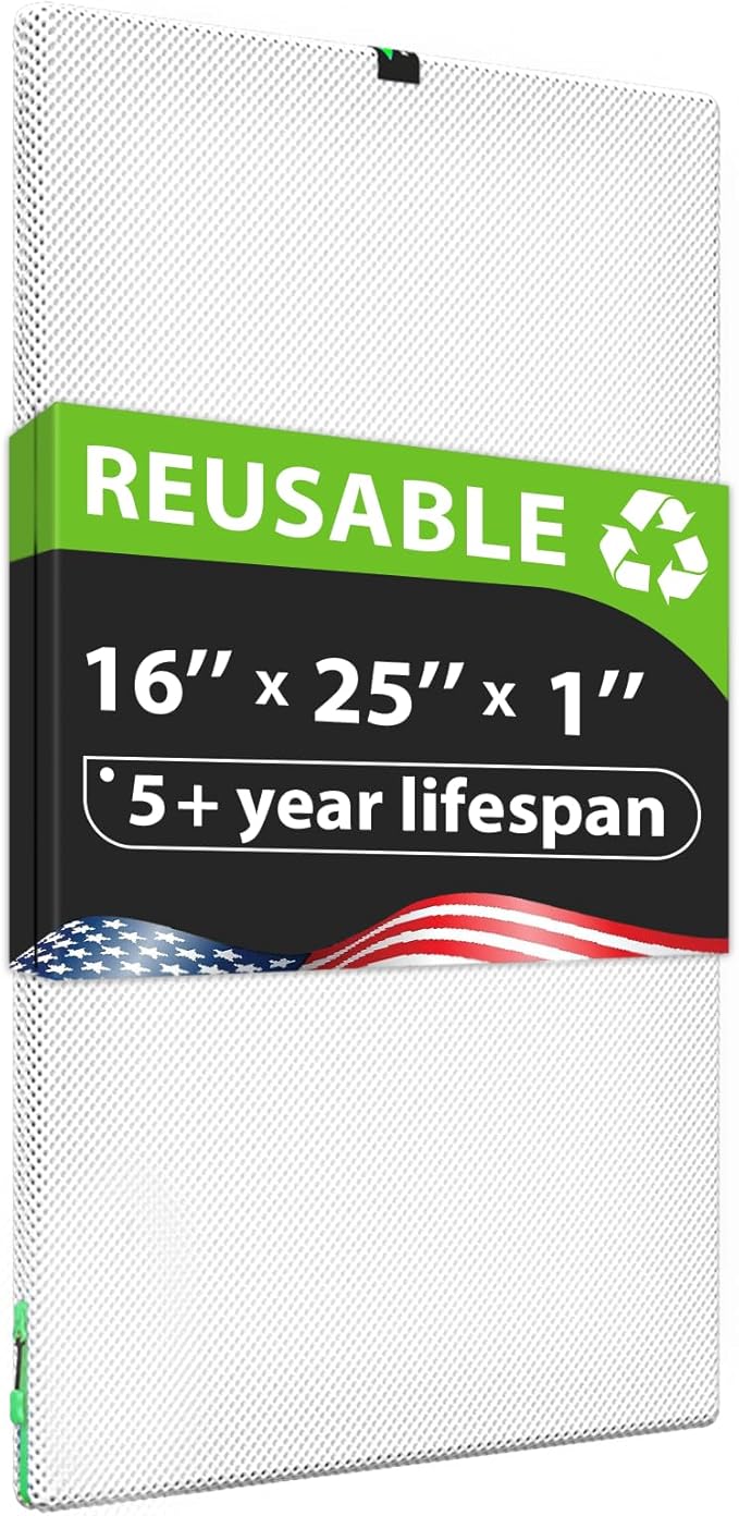 Reair 16x25x1 Air filter, Washable and Reusable Air Filter 16x25x1 for AC HVAC Furnace, MERV 8 Air Filters Machine Washable & Dryer Friendly, AC Furnace Air Filter