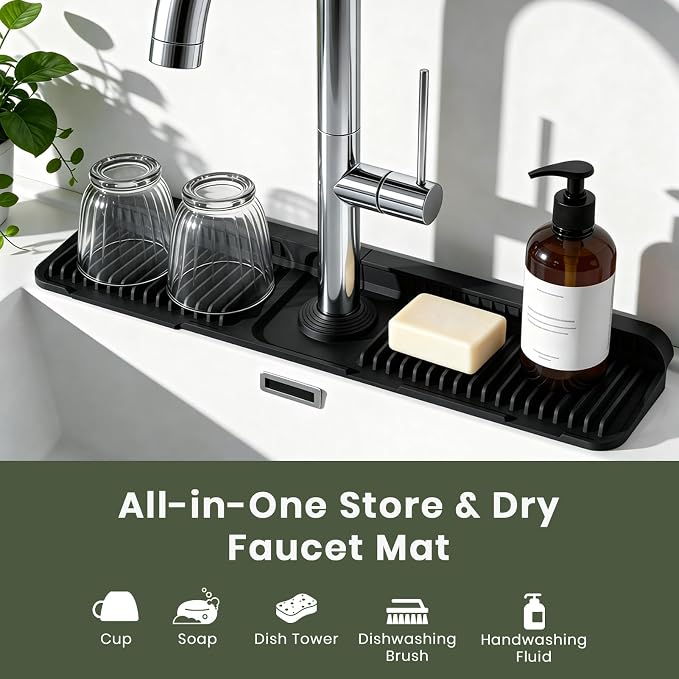 24 Inch Faucet Mat for Kitchen Sink, Silicone Splash Guard for Kitchen Sink Area - Image 3