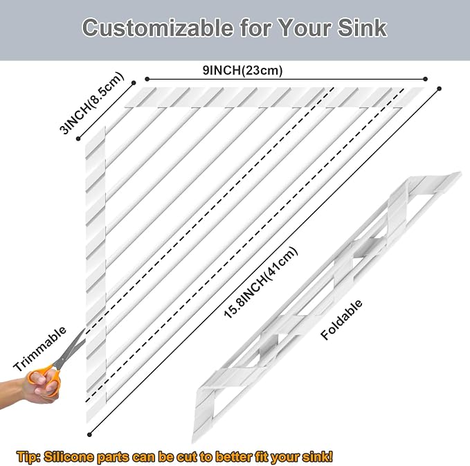 HANZENMA Triangular Sink Rack, Foldable Sink Drying mat, Heat-Resistant - Image 2