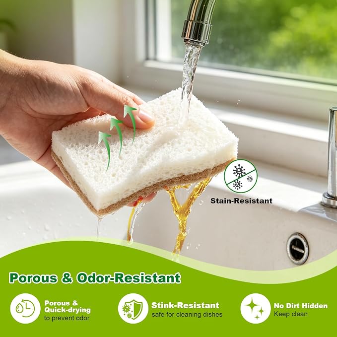 HOMEXCEL Kitchen Dish Sponges, 24 PK Non Scratch Natural Sponge - Image 4