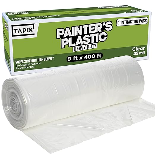 Painter's Plastic Film Heavy Duty 0.39 mil, High Density Painters Plastic by Tapix
