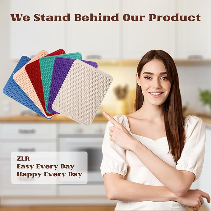 ZLR 4-in-1 Silicone Mat: Air Fryer & Coffee Maker, Dark Gray | Dish Drying Mat - Image 7