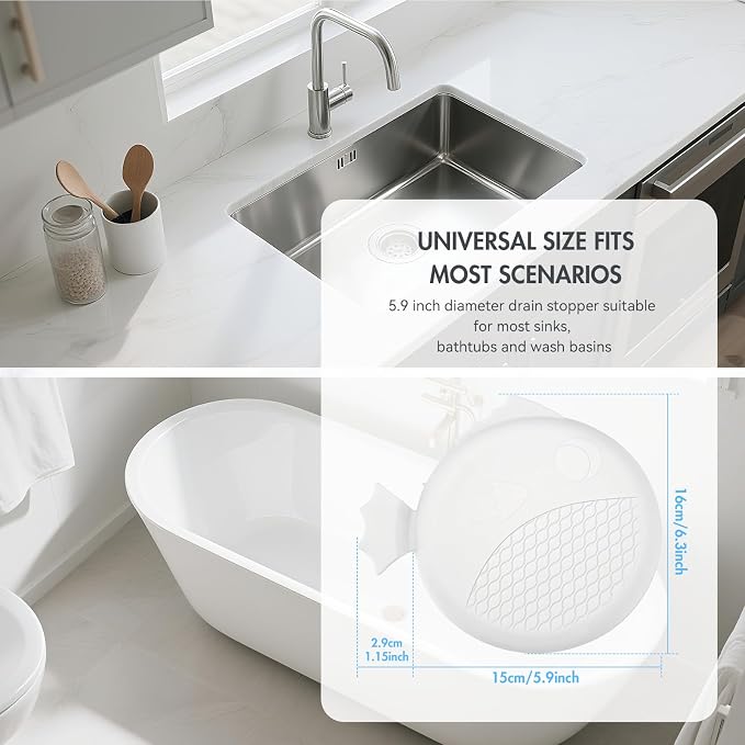 TRAPMATE Bathtub Drain Stopper, Patented 5.9" Suction Tub Plug Drain Cover - Image 3