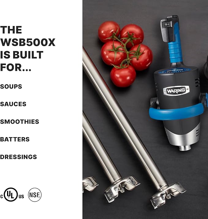 Waring EVOX 12" Big Stik Immersion Blender, 1.5 HP Variable Speed, 10-Gallon Capacity, for Sauces, Dressings, Marinades & Soups, WSB500X