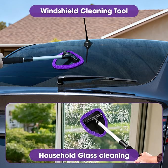 Purple Windshield Cleaner Tool, Car Interior Cleaning Kit - Image 2