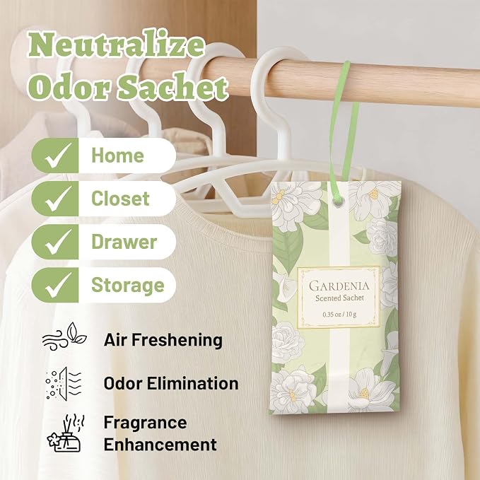 STRN Scented Sachets for Drawer and Closet, Gardenia Scent 14 Pack for Home - Image 3
