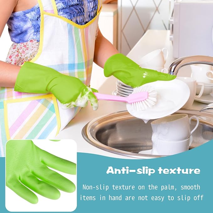 Rubber Reusable Gloves Long Household Dishwashing Gloves Kitchen Cleaning - Image 4