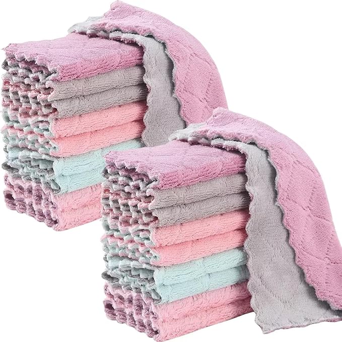 20 Pack Kitchen Dish Cloths Dish Towels, Super Soft and Absorbent Coral Fleece by Unknown