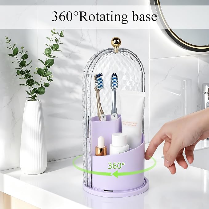 Toothbrush Holder with Cover for Bathroom Countertop, Toothpaste, Self Draining - Image 3