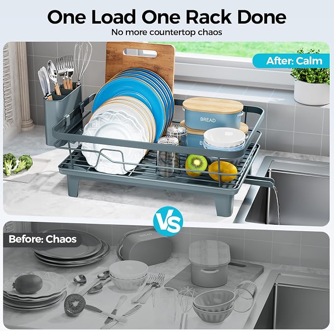 Urakify Dish Drying Rack for Kitchen Counter, 16.5" L x 12.2" W, Sink Dish Rack - Image 4