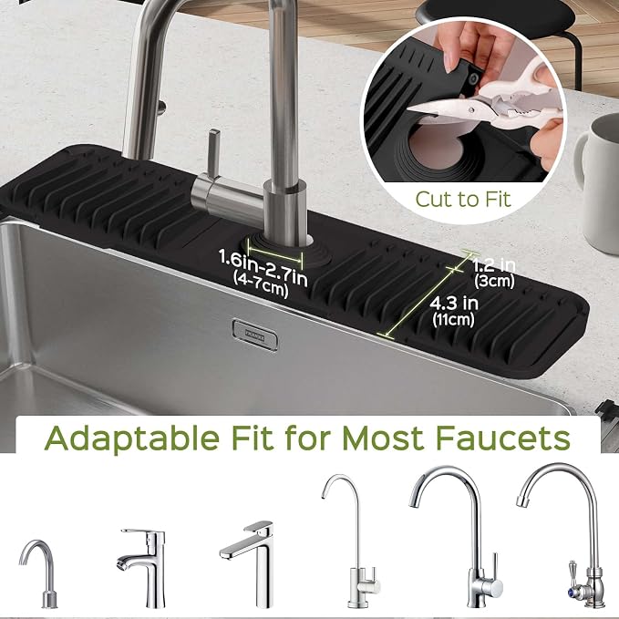 18 Inch Silicone Faucet Mat for Kitchen Sink Splash Guard – 2025 Upgraded - Image 5