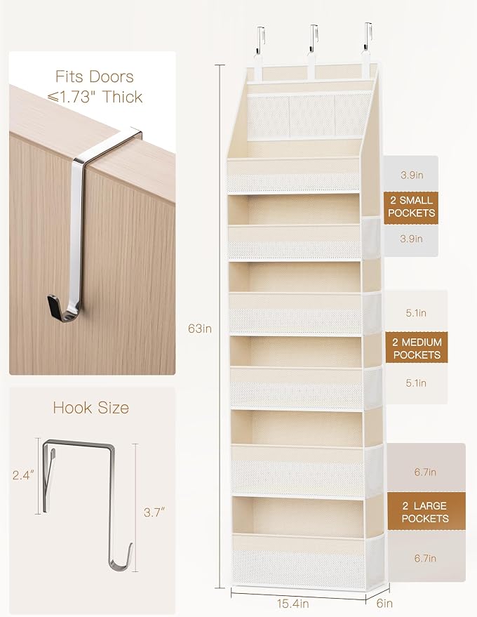 Over the Door Organizer, 6-Shelf Closet Hanging Storage - Image 2