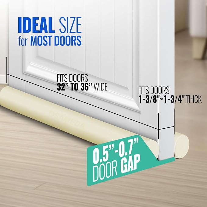 ‌‌OSAMEDA Under Door Draft Stopper Door Sweep Gap Filler Seal 36 Inch Beige | - Image 5