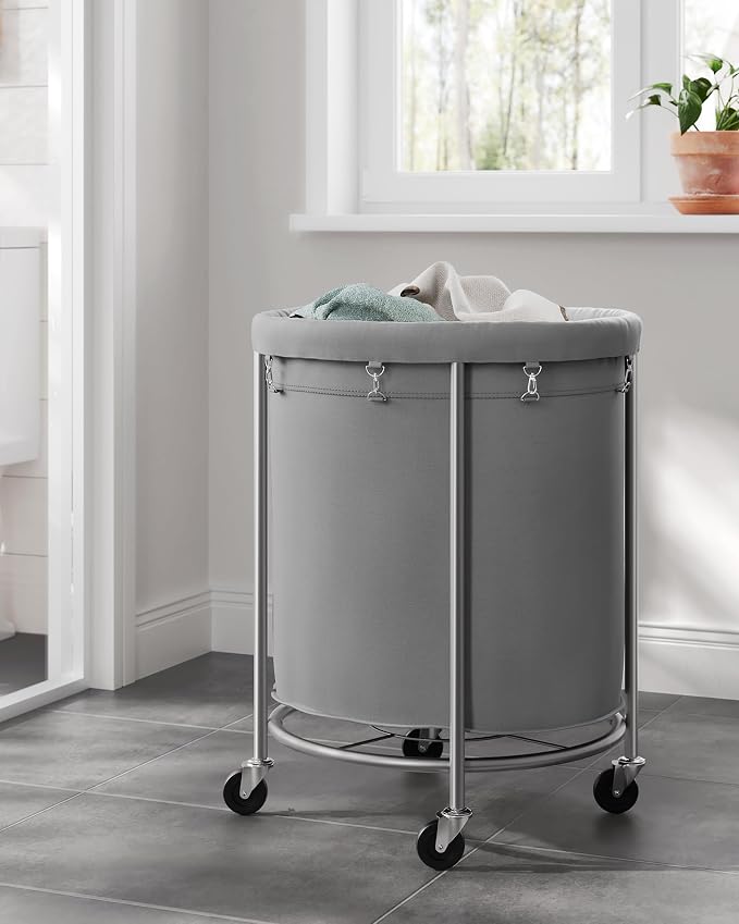 SONGMICS Laundry Basket with Wheels, Steel Frame, Removable Bag - Image 9