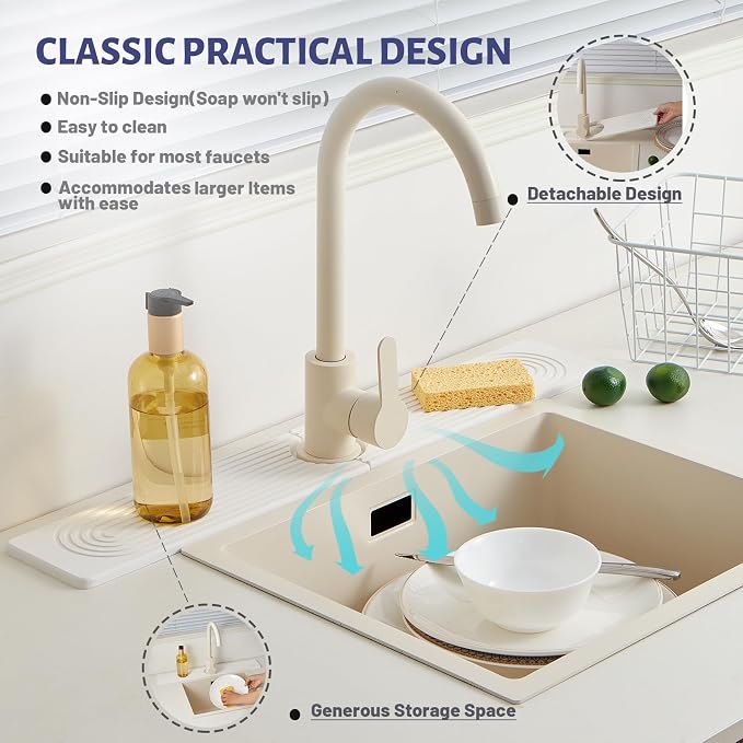 Stone Faucet Mat for Kitchen Sink Diatomite Stone Drying Mat | Sink Splash - Image 4