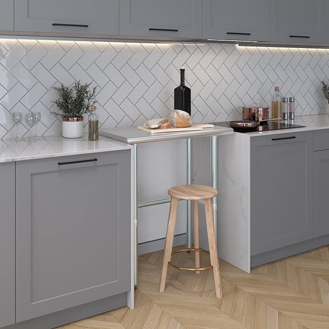 AmGood Stainless Steel Work Table Open Base | NSF Kitchen Island Food Prep | Laundry Garage Utility Bench (30" Long X 18" Deep)