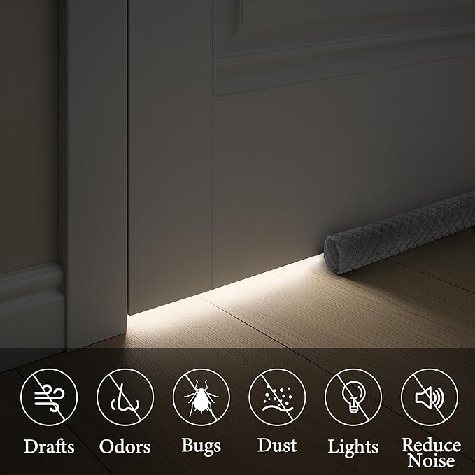 Ciieyuo Premium Velvet Under Door Draft Stopper, Adjustable 30-36 Inches | Door - Image 5