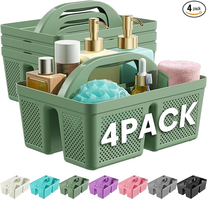 4 Pack Portable Shower Caddy, Integrated Handle, Reinforced Plastic, Organizer by Unknown