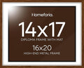 Homeforia 16x20 Diploma Brown Frame, High End Dark Oak 20x16 Certificate Wood Frame with Mat 14x17, 16 x 20 Walnut Wooden Graduation Degree Frame Matted to 14 by 17, Tempered Glass, Wall Kit, Set of 1