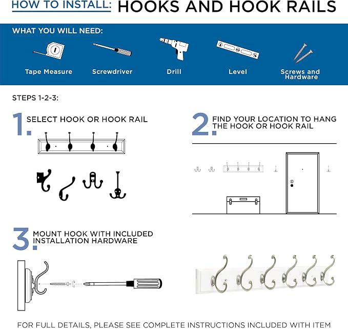 Franklin Brass Double Wall Hooks 2-Prong Coat/Hat Matte Nickel Hooks - Image 3