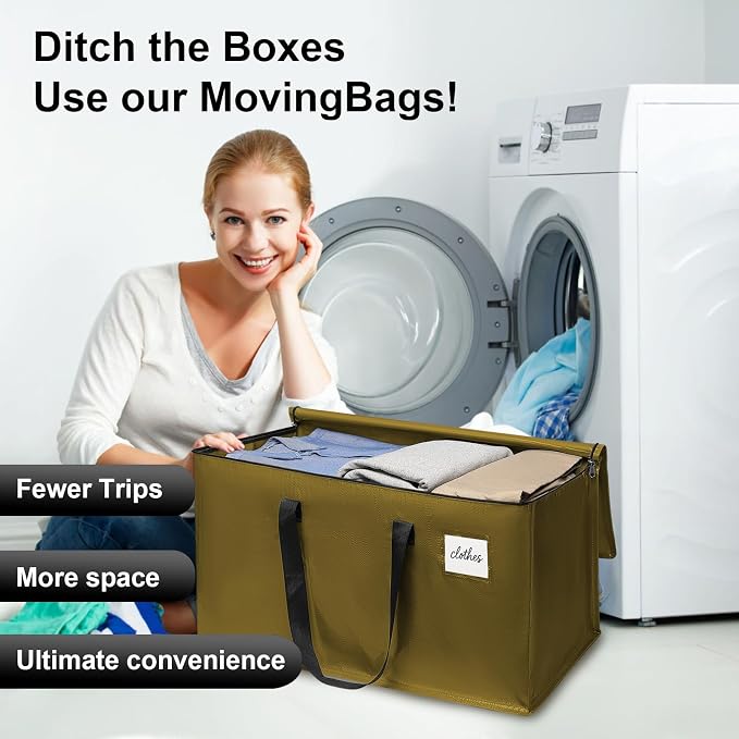 Moving Bags Heavy Duty for Packing and Storage, Large Capacity Zippered Tote - Image 7
