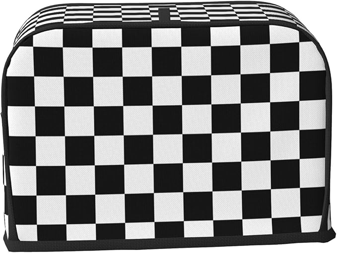 Black White Checkered 2 Slice Toaster Cover, Waterproof Dust Cover For Small Kitchen Appliance