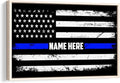 Custom Police Support Flag Thin Blue Line American Flag Back The Blue Personalized Name Poster & Framed Canvas, Wall Art Home Office Decoration Living Room Bedroom Aesthetic Decor