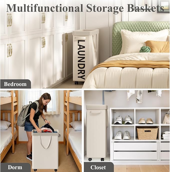 Optish 50L Slim Rolling Laundry Basket - Image 6