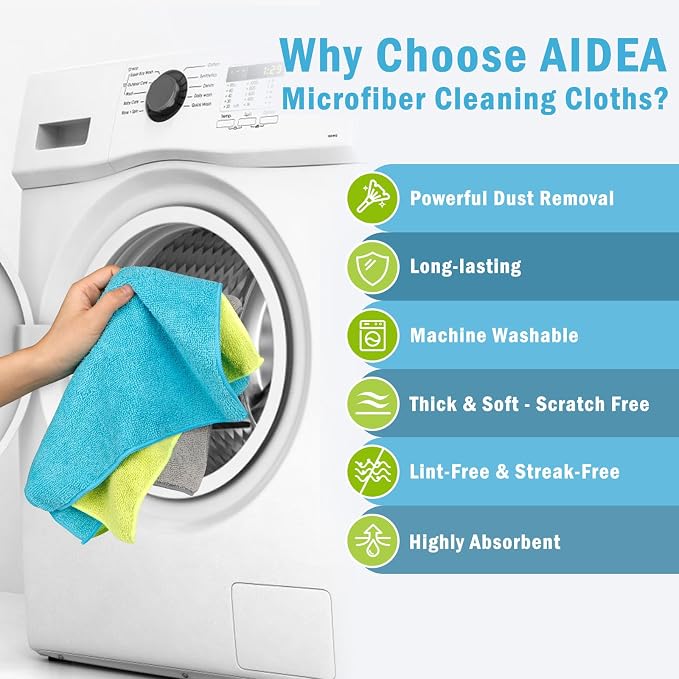 AIDEA Microfiber Cleaning Cloth-100PK, Microfiber Towels - Image 3